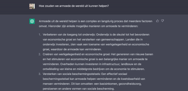 Ik vroeg ChatGPT Hoe we het beste armoede in de wereld kunnen bestrijden. (NL)